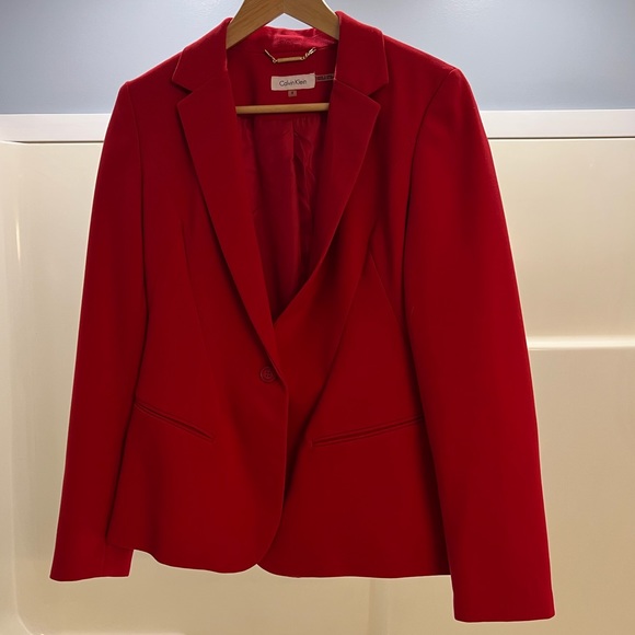 EUC Calvin Klein Red Blazer - Picture 1 of 4